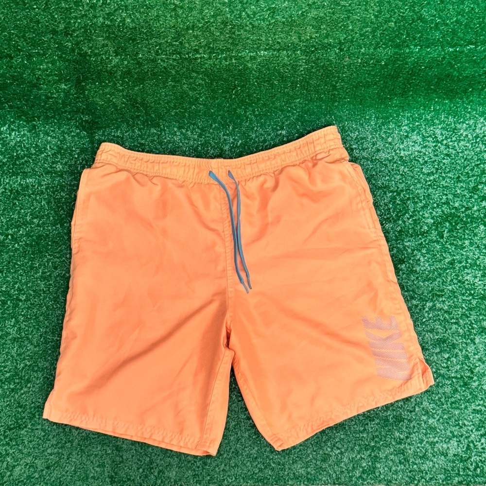 Nike peach color Swim Shorts with Blue Accents - Picture 1 of 4